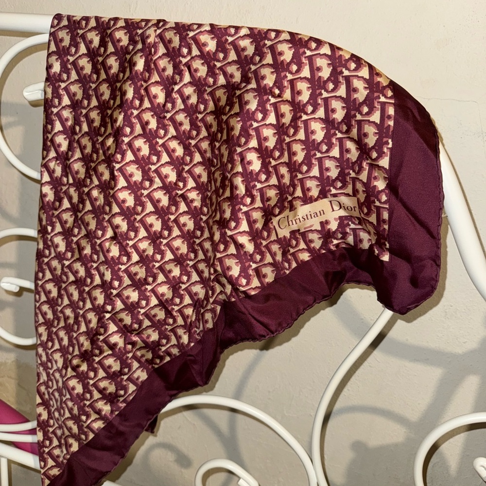 Dior Burgundy and Cream Scarf